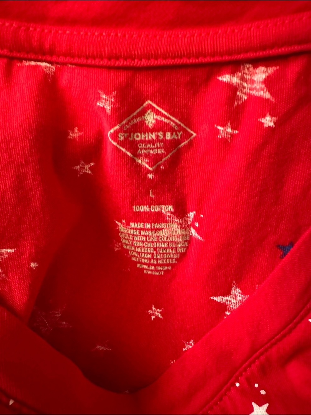 St. John's Bay Red Star-Print Short Sleeve Tee size L 4 of July - Picture 5 of 5